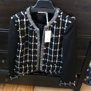 Tory Burch Black and White Tweed Jacket